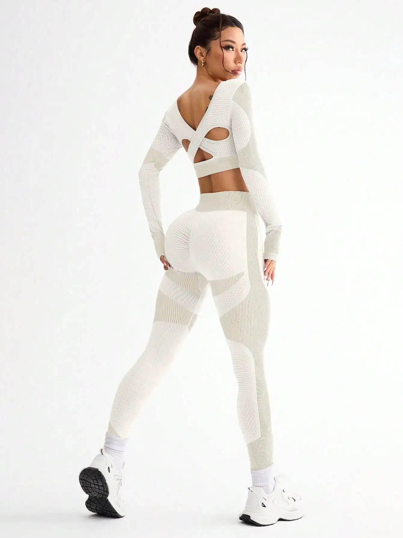 2pcs Women Seamless Yoga Set Sports Running Fitness Outfit Breathable Activewear