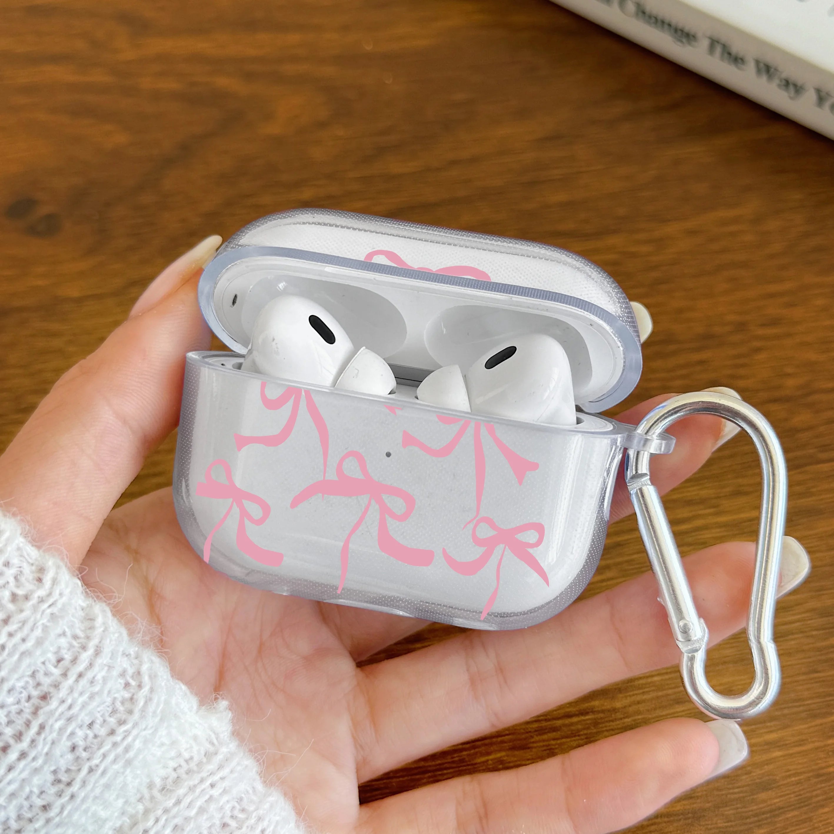Pink Bow AirPods Protective Case with Keychain Accessory