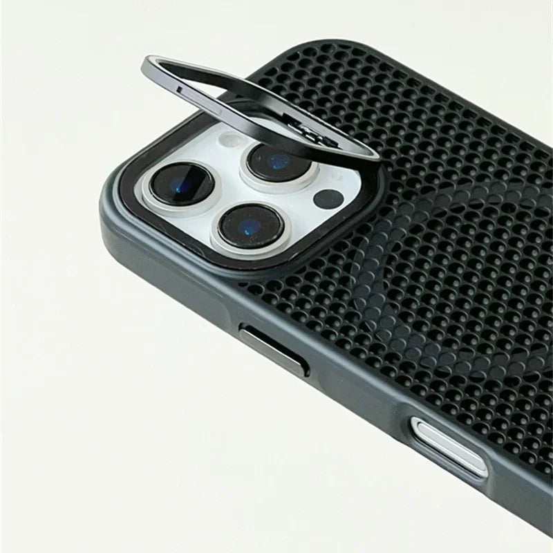 Mesh Cooling MagSafe Alloy Lens Wireless Charging iPhone Case