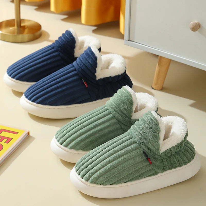 Cozy Plush Slippers Warm Fleece Lined Indoor House Shoes Soft Comfortable Winter Slippers for Men Women