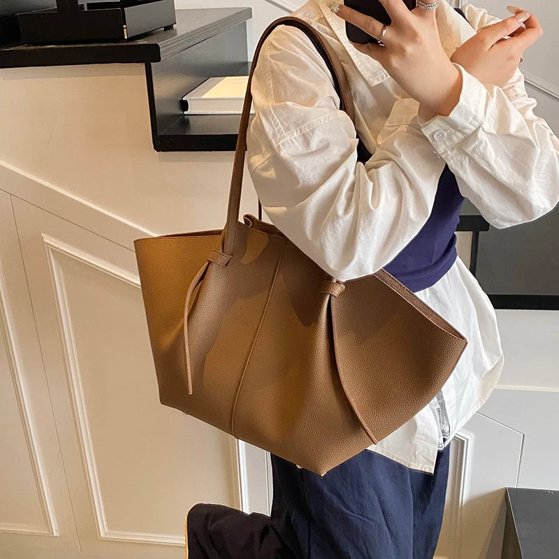 Women PU Leather Tote Bag Set Large Capacity Designer Shoulder Shopper 2-in-1 Handbag