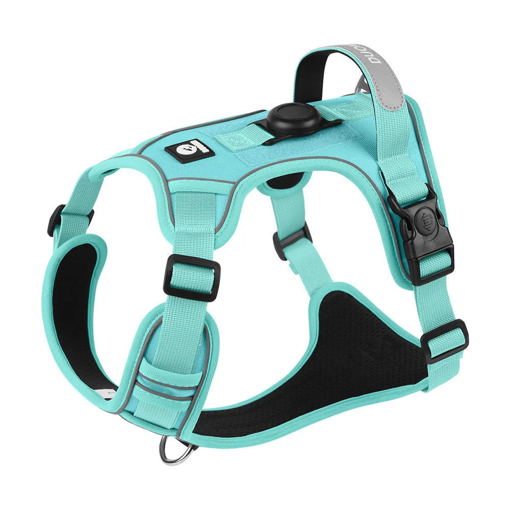 Dog Harness and Leash Set with AirTag Holder Reflective Breathable Oxford Harness