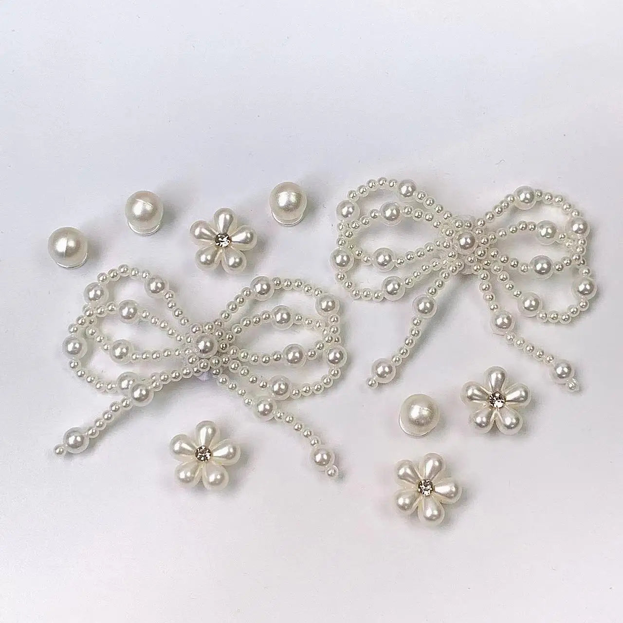 Shoe Accessories Set Bow Pearl Flower DIY Decorations 10-12Pcs Gift Ornaments