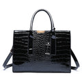 Women Crocodile Pattern Patent Leather Crossbody Bag Luxury Messenger Handbag