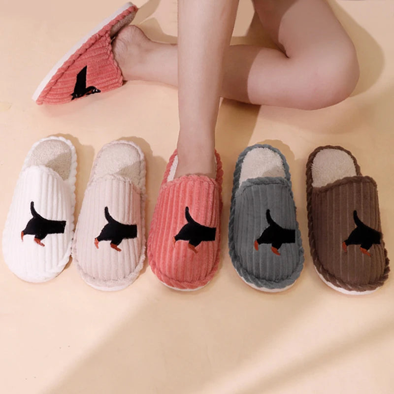 Cartoon Dog Indoor Slippers Warm Home Cotton Shoes