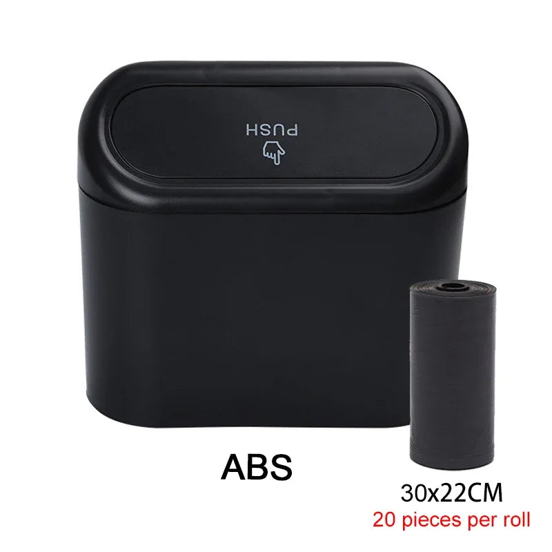 Car Trash Can with Lid Leak Proof Mini Car Bin Includes Garbage Bags