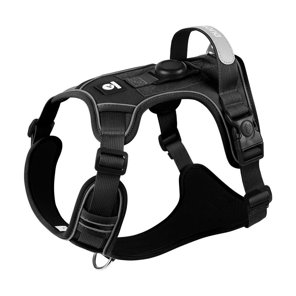 Dog Harness and Leash Set with AirTag Holder Reflective Breathable Oxford Harness