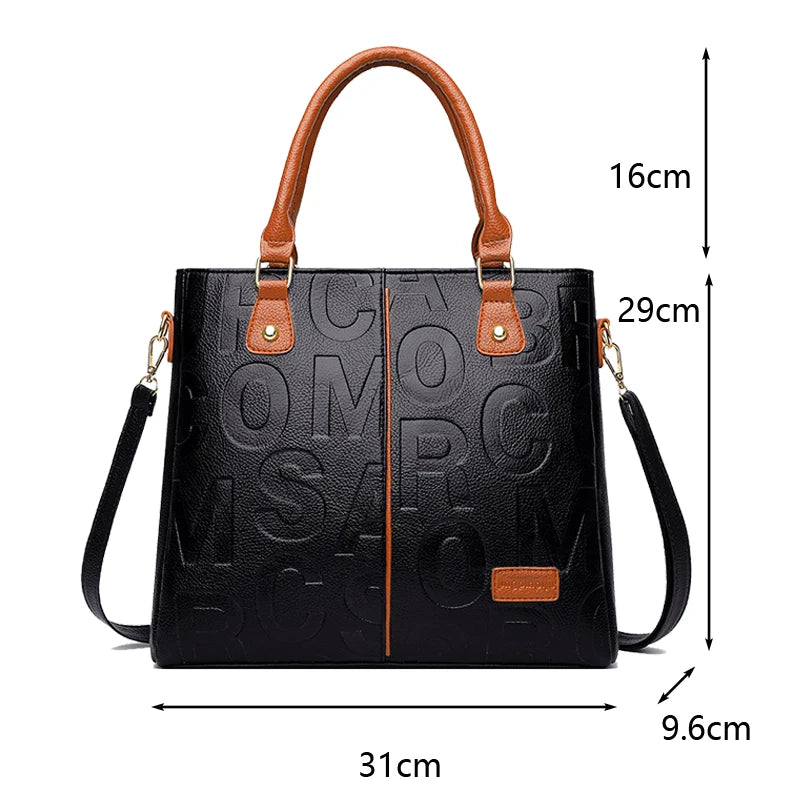 Women PU Leather Crossbody Tote Bag Large Capacity Handbag