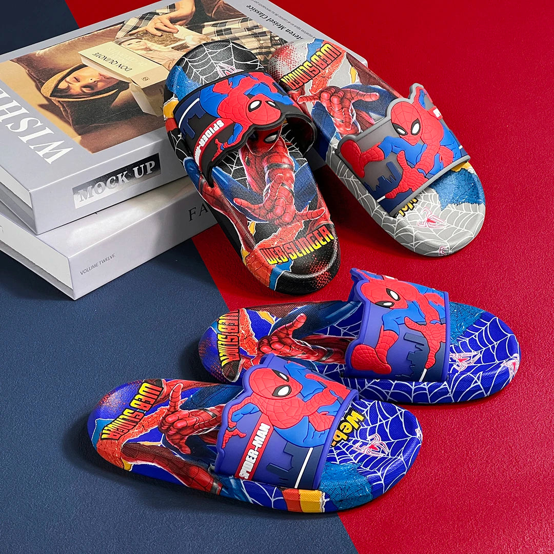 Kids Superhero Slide Sandals Cartoon Anti-Slip Summer Beach Slippers Open Toe Indoor Outdoor Shoes for Boys and Girls