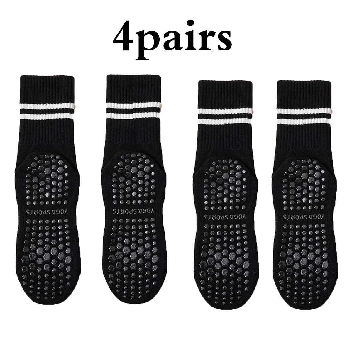 Women Pilates Yoga Grip Socks Non Slip Barre Socks 4 Pairs Set
