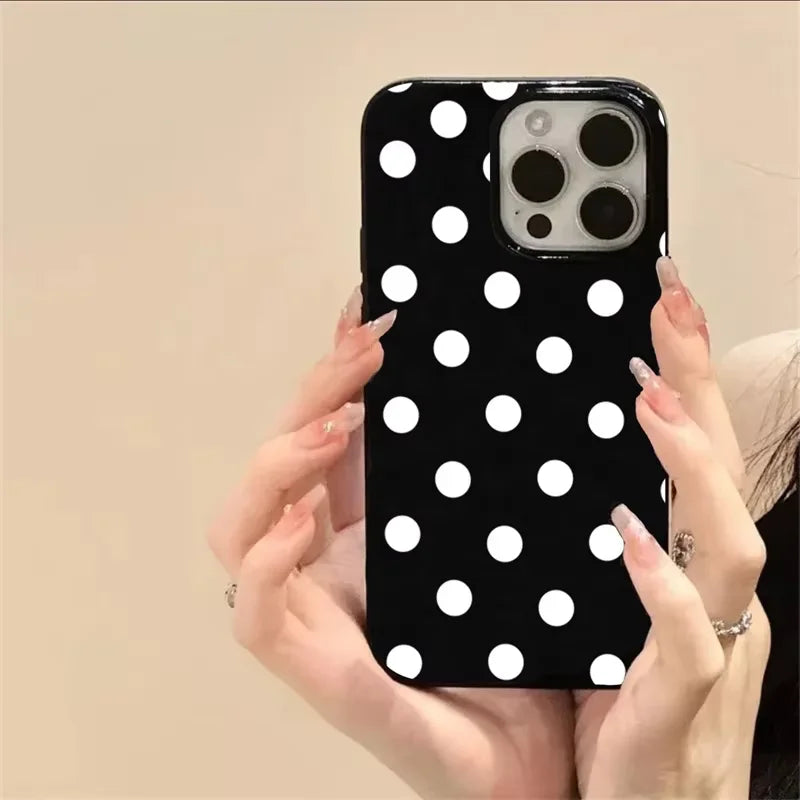 White Polka Dots Shockproof Soft iPhone Case