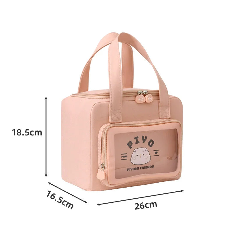Corduroy Thermal Insulated Lunch Bag Multifunctional Storage Handbag Picnic Cooler Bag