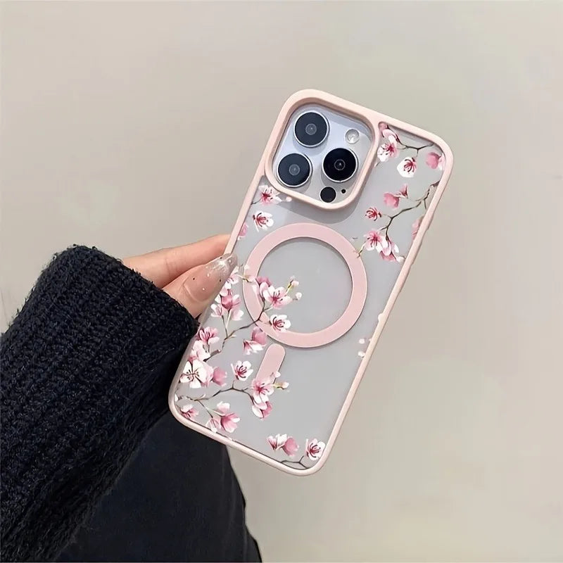 Pink Cherry Elegant Floral Background Design Magnetic iPhone Case