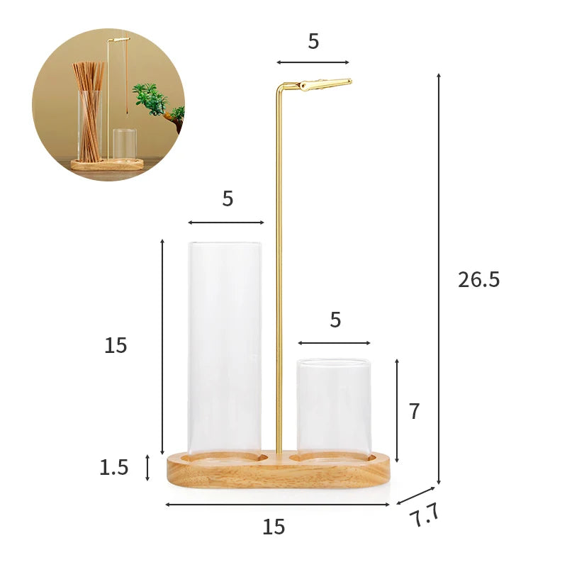 2 in 1 Incense Holder with Glass Ash Catcher and Stick Organizer