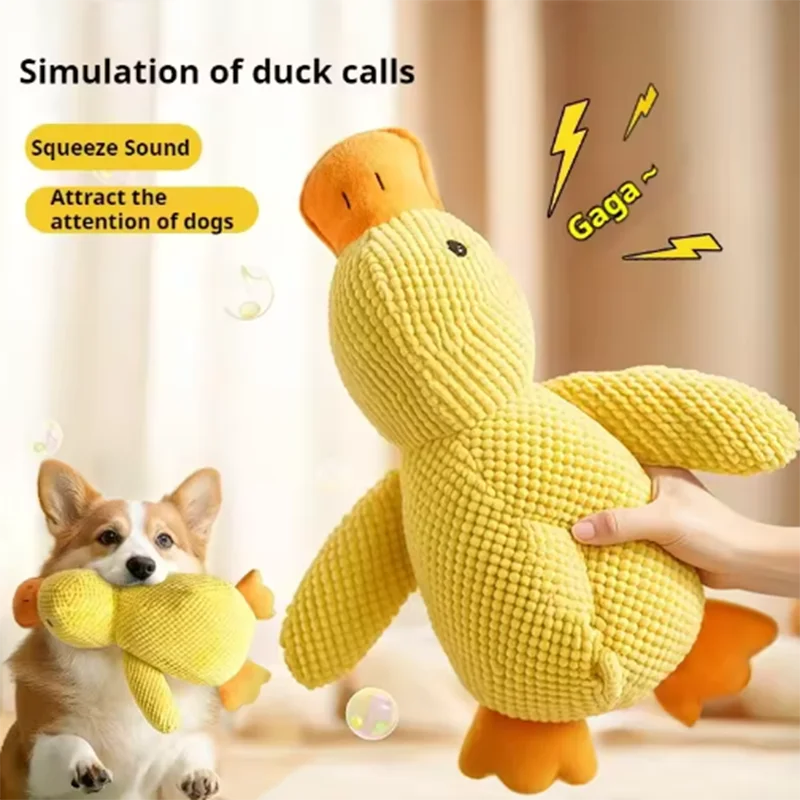 Duck Plush Dog Toy – Interactive Squeaky Chew Toy for Bored Dogs & Puppies