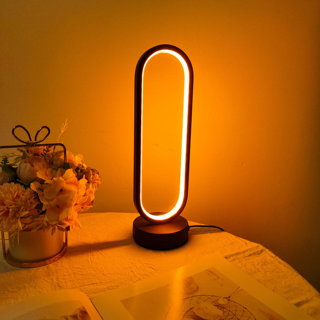 LED Ring Table Lamp 3 Color Dimmable Bedside Night Light for Bedroom Living Room
