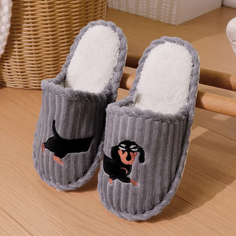 Cartoon Dog Indoor Slippers Warm Home Cotton Shoes