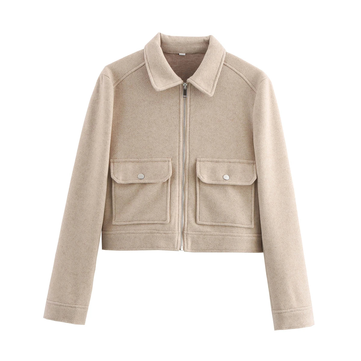 Women Winter Zipper Jacket Long Sleeve Short Coat Elegant Street Outerwear