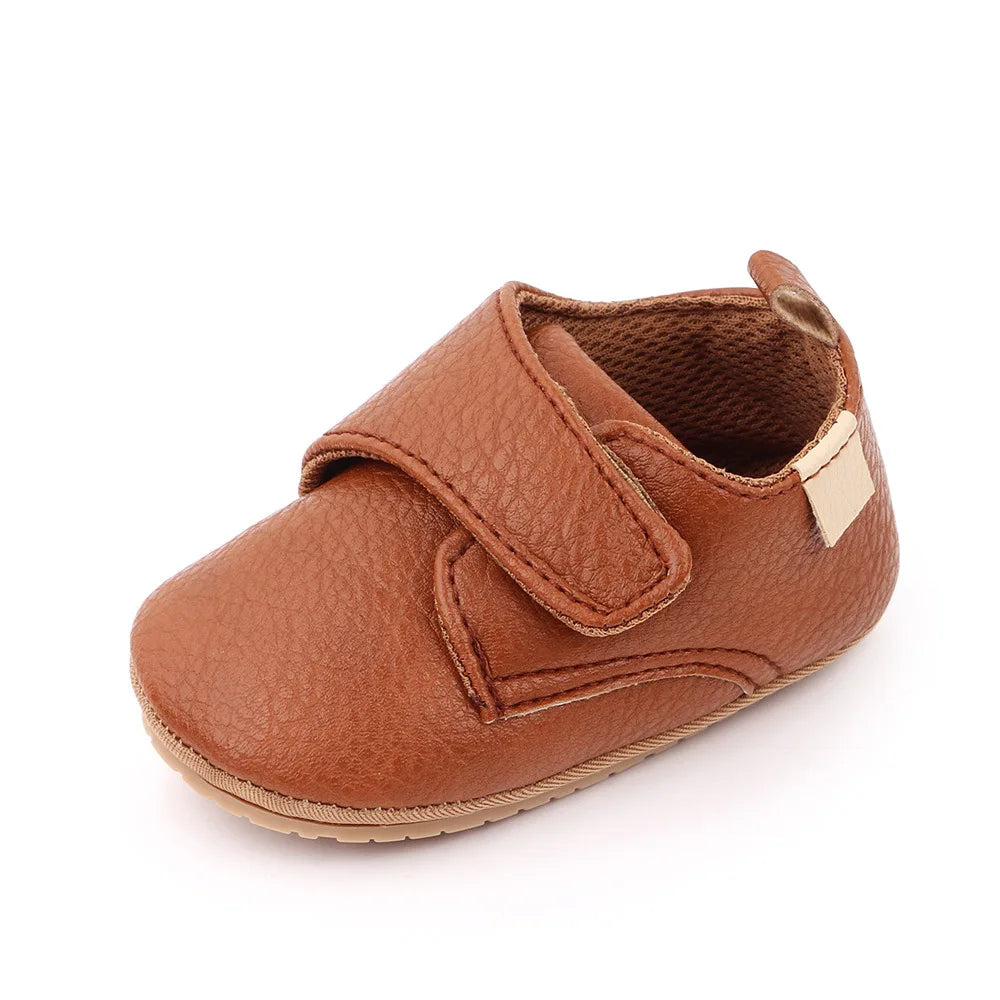 Newborn Baby Leather Shoes Anti Slip Rubber Sole First Walker Moccasins
