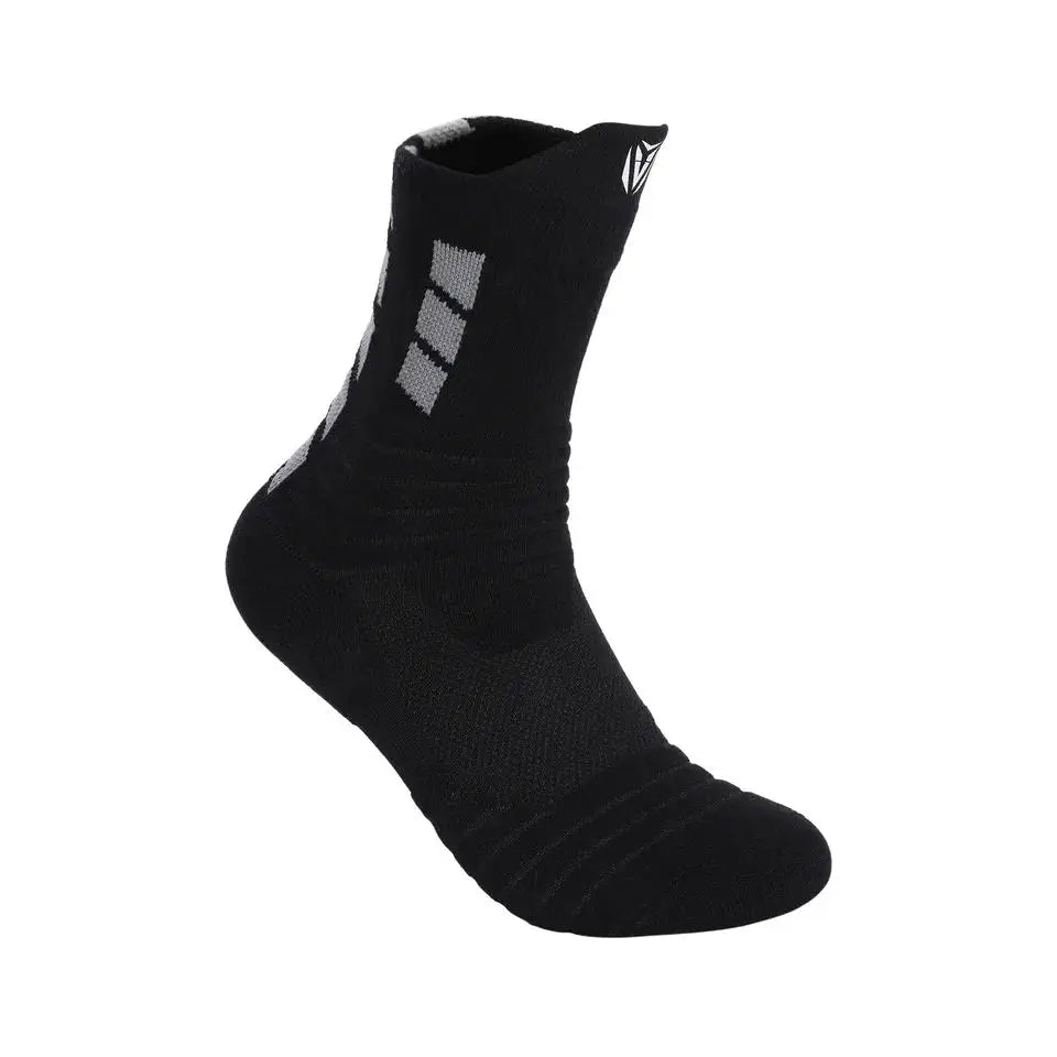 Veidoorn Sport Socks Mid Calf Thick Cushion Non Slip Running Basketball Cycling Socks