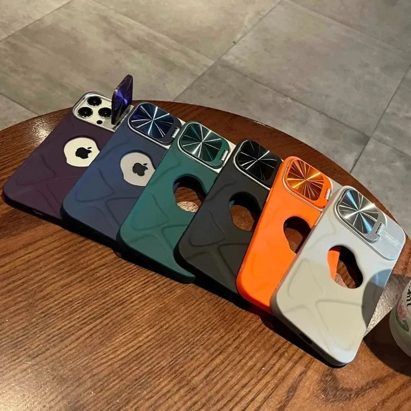 Magnetic Logo Flip Stand Lens Protection iPhone Case