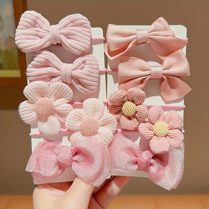 10pcs Bow Flower Hair Ties for Ponytails