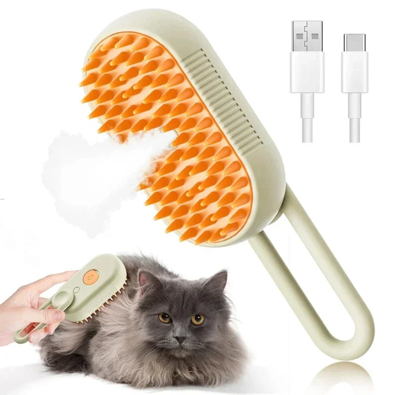 3 in 1 Steam Pet Brush Dog Cat Grooming Comb