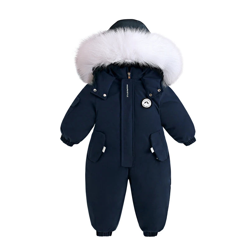 Kids Winter Ski Suit Waterproof Velvet Snowsuit for Boys Girls