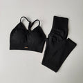 Seamless V Neck Yoga Set Women Sports Bra High Waist Leggings Hip Lift Fitness Outfit