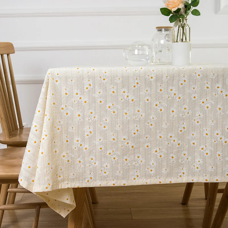 Daisy Cotton Floral Rectangle Tablecloth Kitchen Dining Table Cove