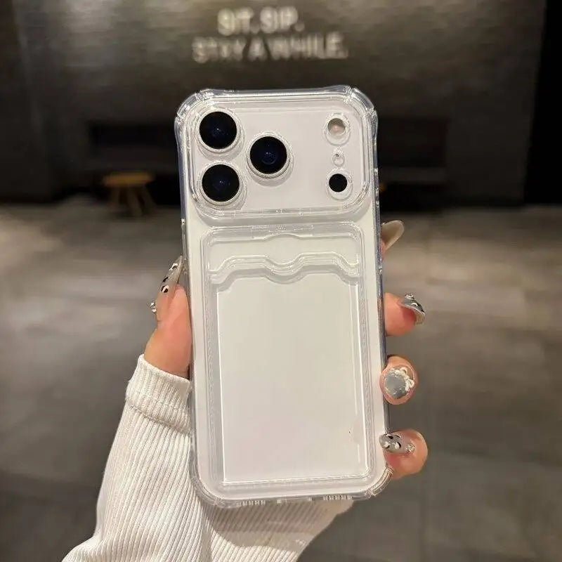 Soft Card Holder Transparent Bumper iPhone Case