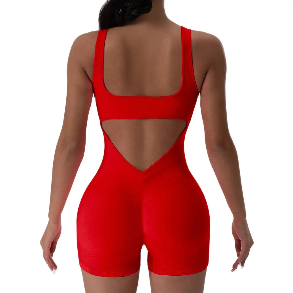 Backless Yoga Jumpsuit Women Seamless Gym Romper Fitness Bodysuit