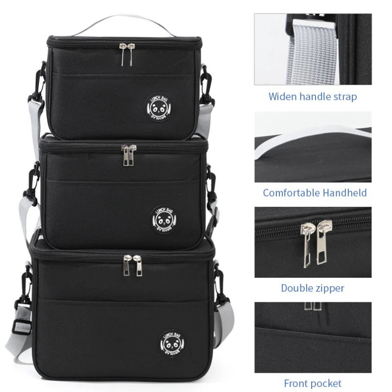 Insulated Lunch Bag Waterproof Thermal Food Container Large Capacity Adjustable Shoulder Strap Lunch Box