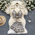 Women’s Crochet Halter Top and Shorts Set Beach Vacation Outfit