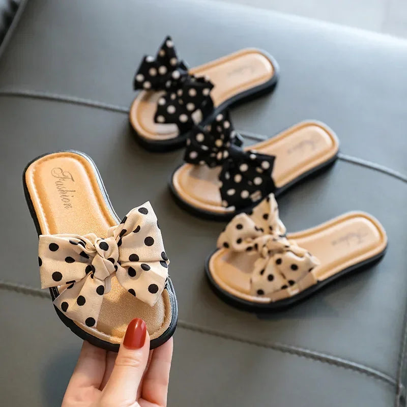 Kids Girls Bow Slide Sandals Non Slip Summer Beach Slippers