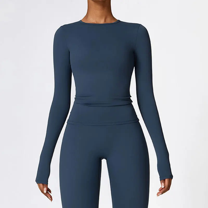 Women Long Sleeve Yoga Top Dry Fit Breathable Stretch Gym Workout Shirt
