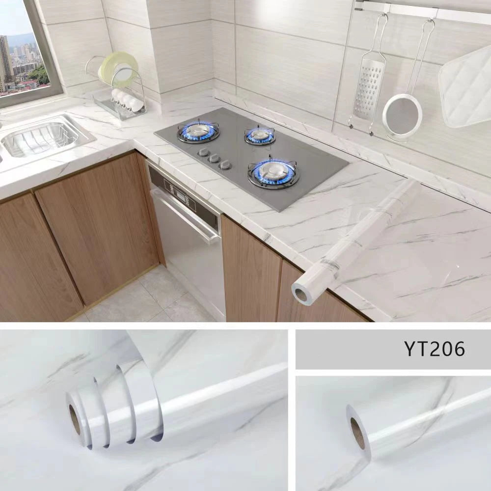 PVC Marble Wall Sticker Self Adhesive Waterproof Oil Resistant Kitchen Wall Decor 40cm