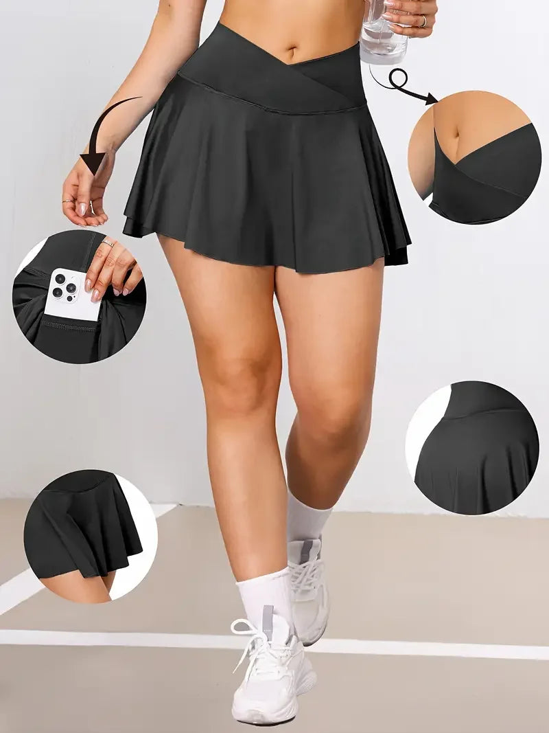 Women Tennis Skort High Waisted with Pockets Athletic Running Workout Skirt