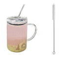 1000ml Glass Tumbler with Lid and Straw Clear Coffee Juice Cup