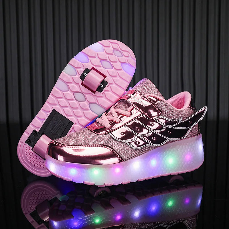Unisex Retractable Roller Skate Sneakers Dual Use Outdoor Skating Shoes