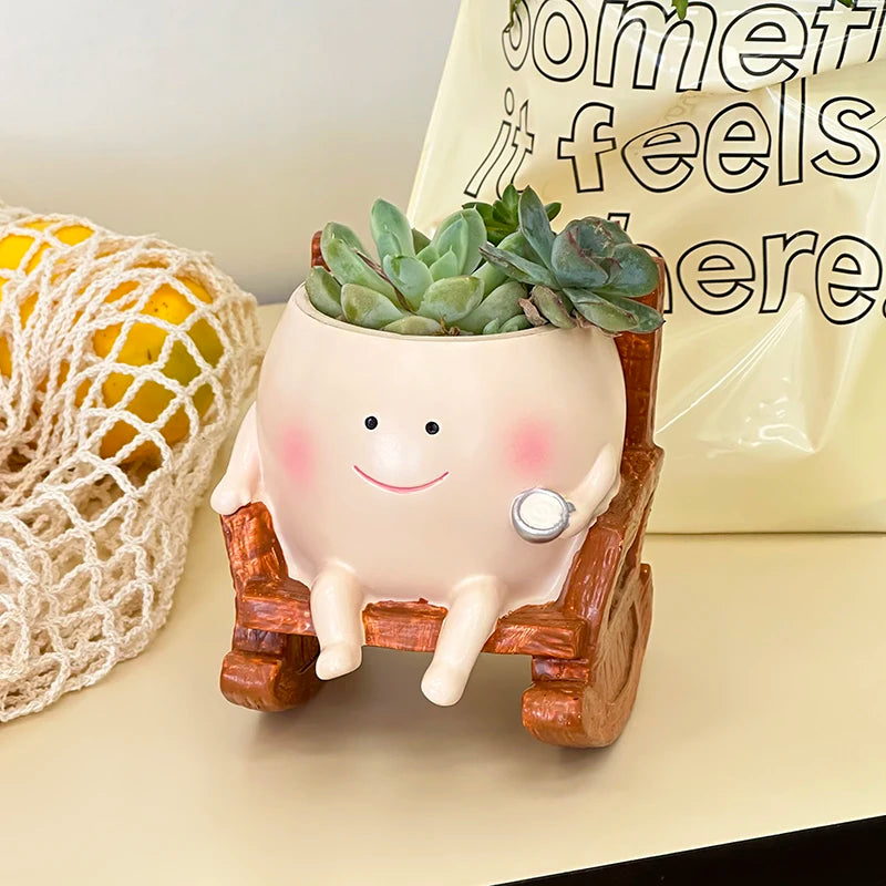 Smiling Face Swing Flower Pot Cute Succulent Planter