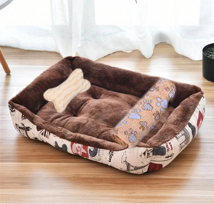 Warm Square Dog Bed for Small Medium Large Dogs and Cats