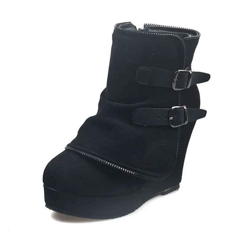 Women Chunky Ankle Boots Retro Handmade Warm Winter Boots Fashion Mom Boots