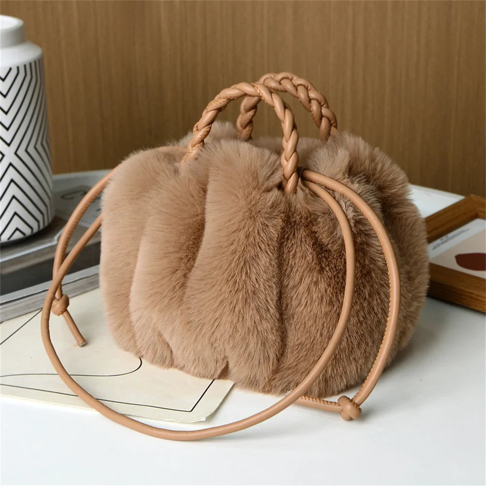 Women Pumpkin Plush Crossbody Shoulder Bag