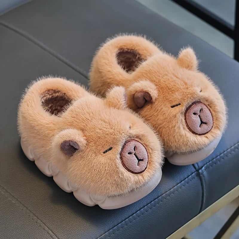 Kids Capybara Cotton Slippers Warm Non Slip Slip On Shoes for Boys & Girls