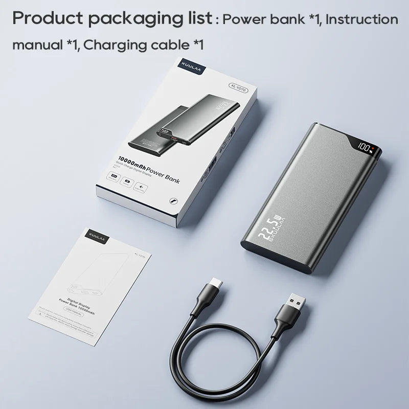 22.5W Power Bank 10000mAh Fast Charging Portable Charger USB-C PD External Battery for iPhone Xiaomi Samsung