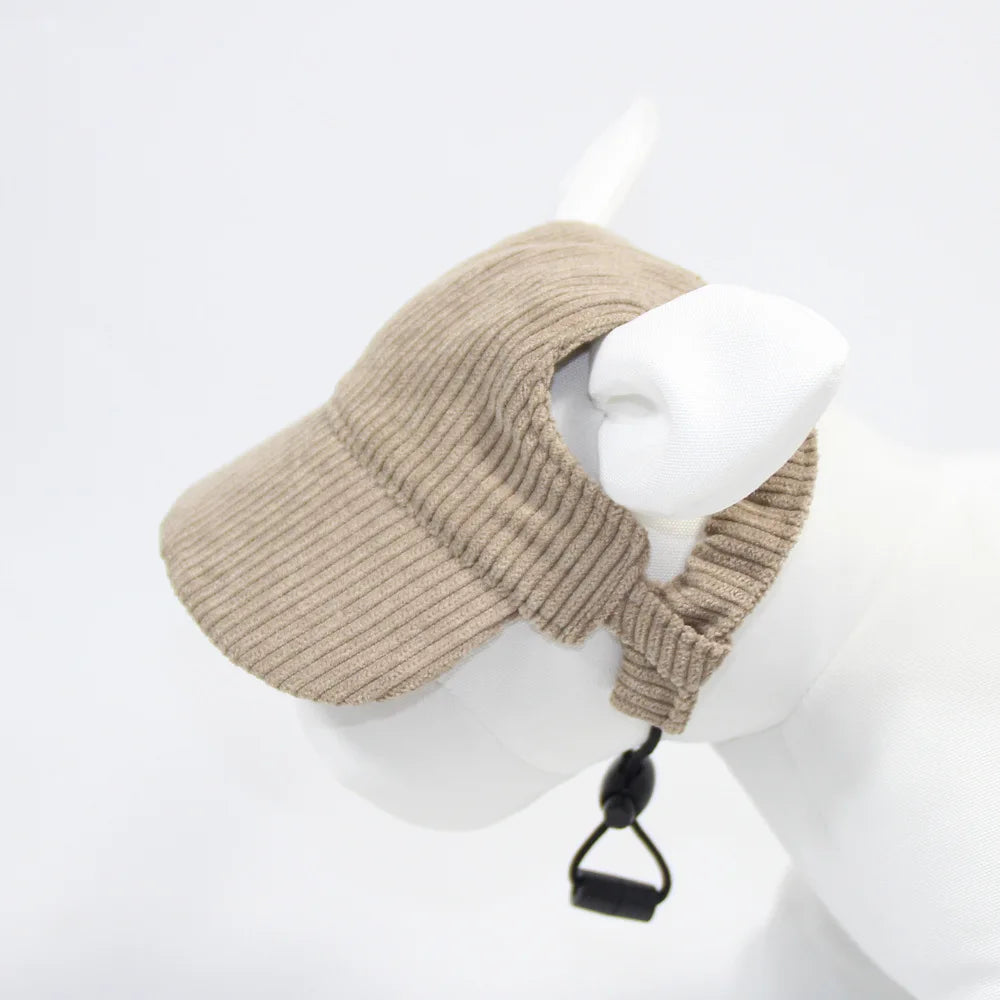 Adjustable Corduroy Dog Baseball Cap Sun Hat for Small Large Dogs