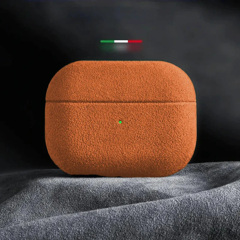 AirPods 4/Pro 2 Italian Suede Leather Case Premium Protective Cover Shockproof Sleeve