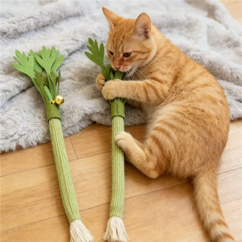 Cat Chew Toy Teeth Cleaning Molar Stick Interactive Bite Squeaky Toy