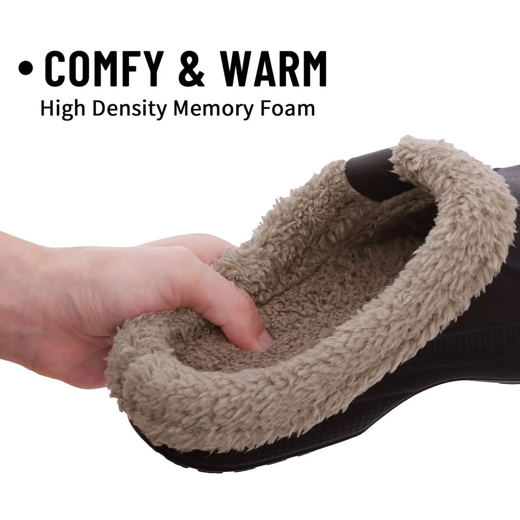 Fleece Lined Clogs Waterproof Winter Slippers Unisex EVA Anti-Slip Cozy Indoor Outdoor Shoes